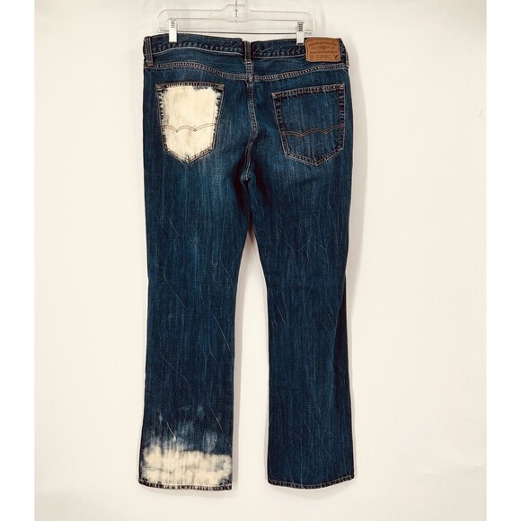 American Eagle Mens Blue Jeans Original Boot 36x32 Grunge Bleach Art - Picture 9 of 14